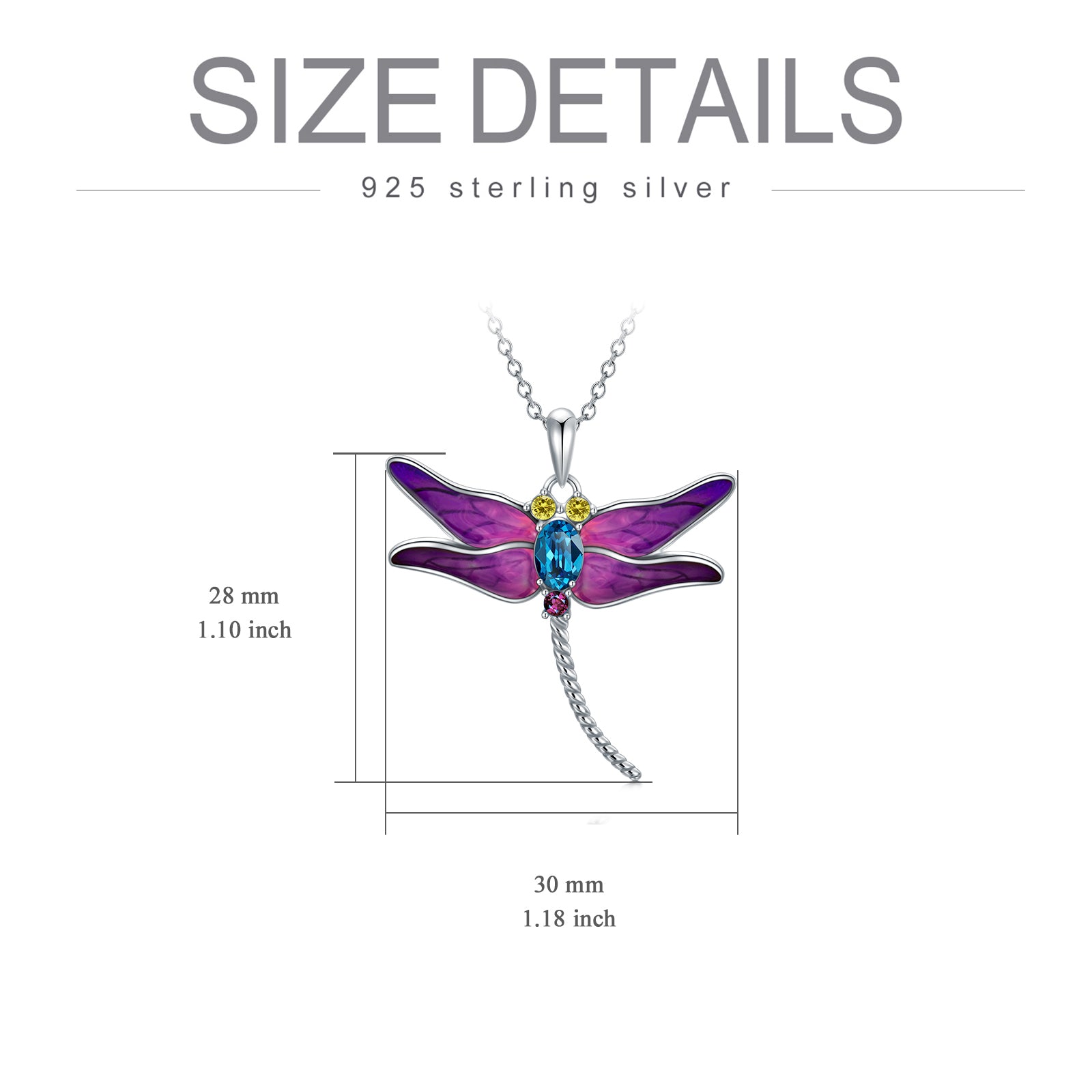 Dragonfly Necklace 925 Sterling Silver Dragonfly Pendant Necklaces with Crystal Jewelry Birthday Gifts for Women Teen Girls - Málle