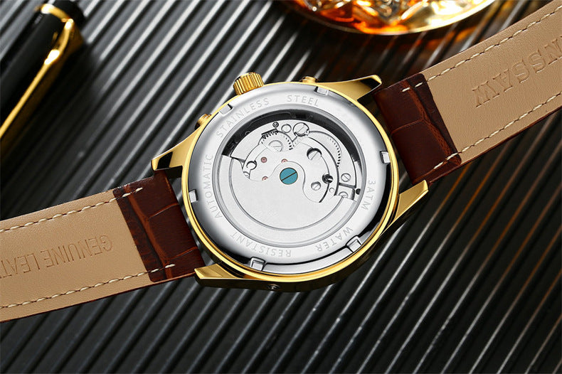 KINYUED Swiss automatic hollow Tourbillon mechanical watch fashion men's spot - Málle