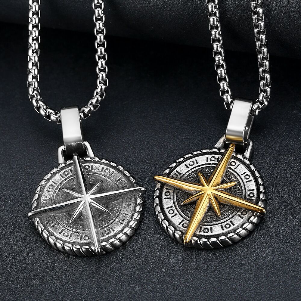 Compass stainless steel chain necklace - Málle