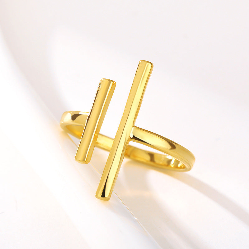 Parallel Bars Simple Ring Stainless Steel Ladies Ring - Málle