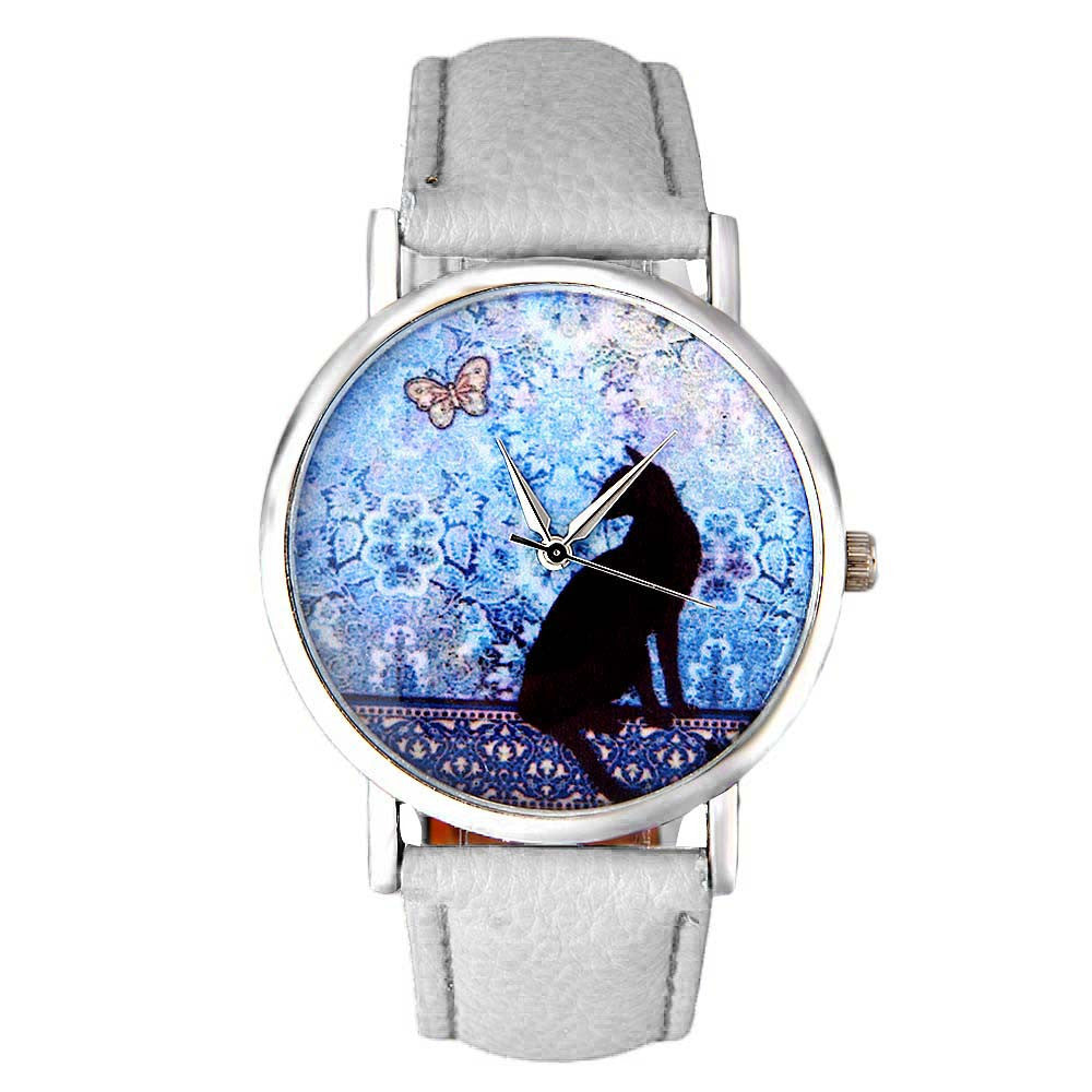 Fresh Cat Pattern Quartz Leather Watch - Málle
