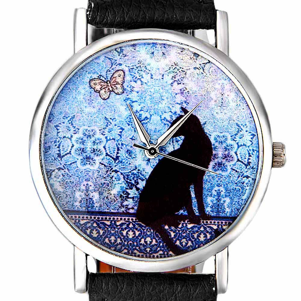 Fresh Cat Pattern Quartz Leather Watch - Málle