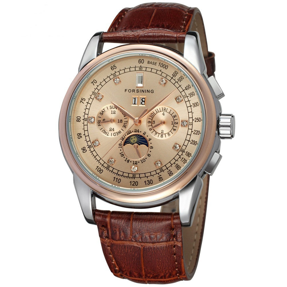 Shanghai Movement Tourbillon Sun Moon Star Automatic Mechanical Watch - Málle