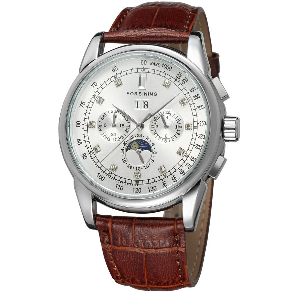 Shanghai Movement Tourbillon Sun Moon Star Automatic Mechanical Watch - Málle