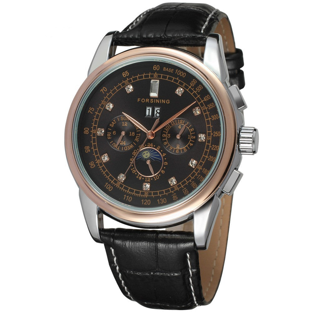 Shanghai Movement Tourbillon Sun Moon Star Automatic Mechanical Watch - Málle