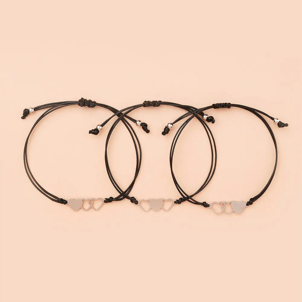 Stainless Steel Heart-Shaped Wax Wire Braided Bracelet Hand Jewelry - Málle