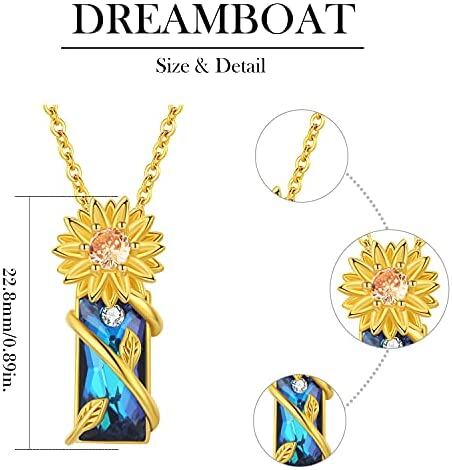 Sterling Silver Sunflower Crystal Pendant Necklace Sunflower Jewelry - Málle