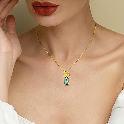 Sterling Silver Sunflower Crystal Pendant Necklace Sunflower Jewelry - Málle