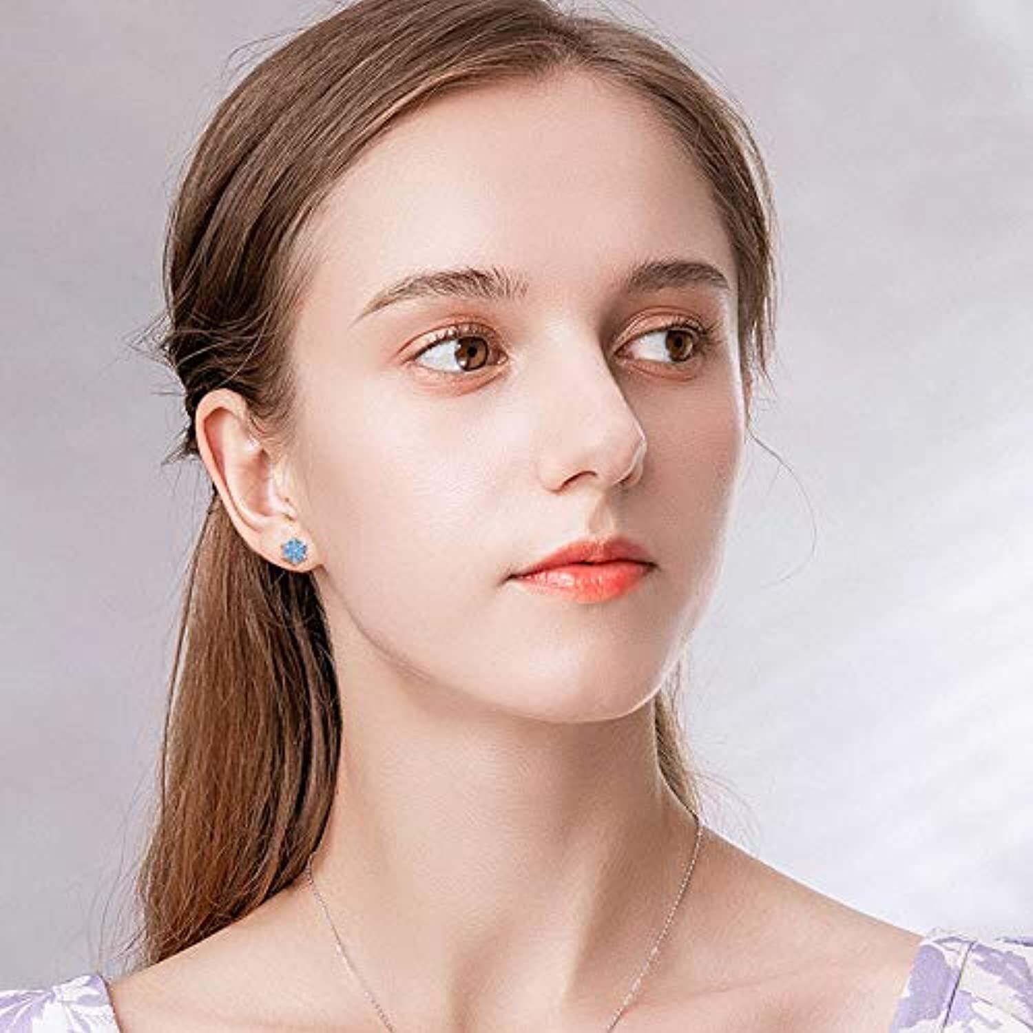 925 Sterling Silver Snowflake Hypoallergenic Stud Earrings Jewelry - Málle