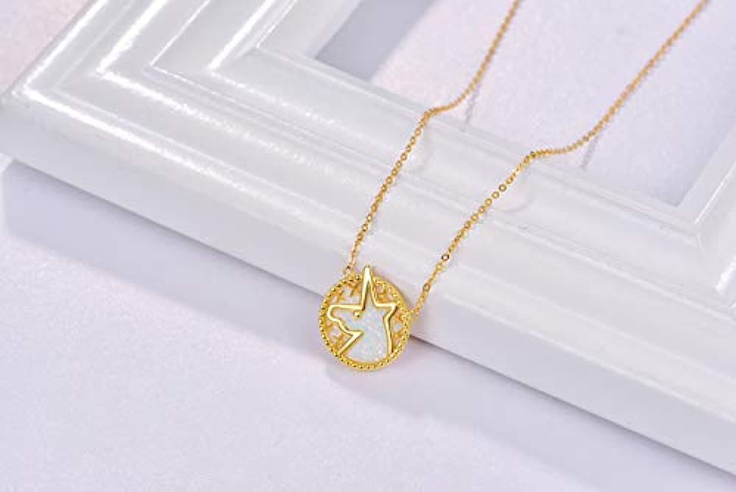 S925 Sterling Silver Unicorn Gold Plated Unicorn Opal Pendant Magical Necklace Jewelry - Málle