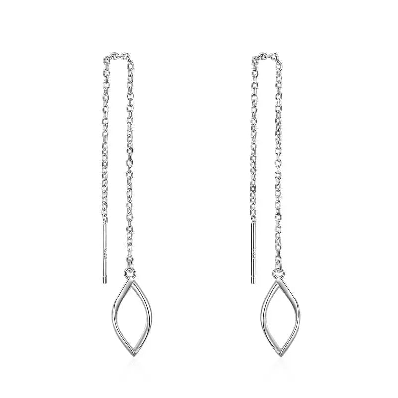 925 Sterling Silver Threader Long Chains Twist Wave Earrings for Women Teens - Málle