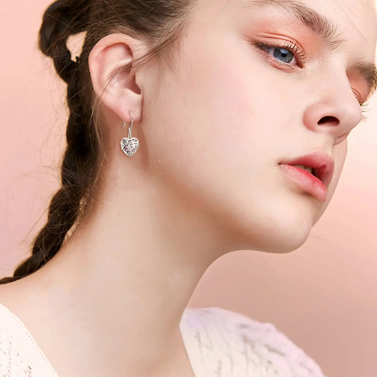 Sterling Silver Crystal Hollow Heart Earrings For Women - Málle