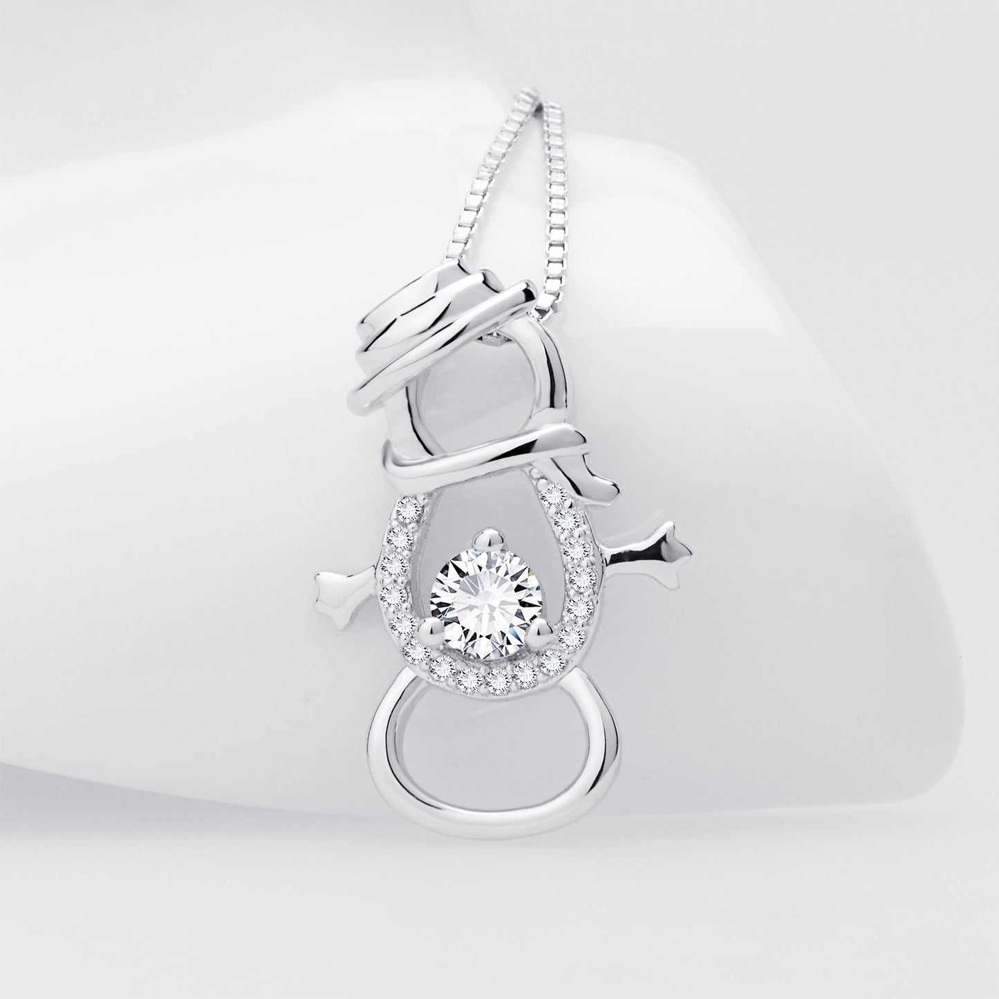 Snowman Pendant 925 Silver Necklace