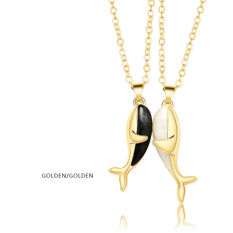 Palm Couple Necklace Magnet Attracts Handshake Clavicle Chain - Málle