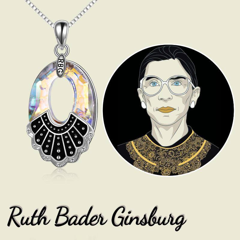 Sterling Silver RBG Collar Mermorial Necklace Gifts Jewelry Fans of Ruth Bader Ginsburg