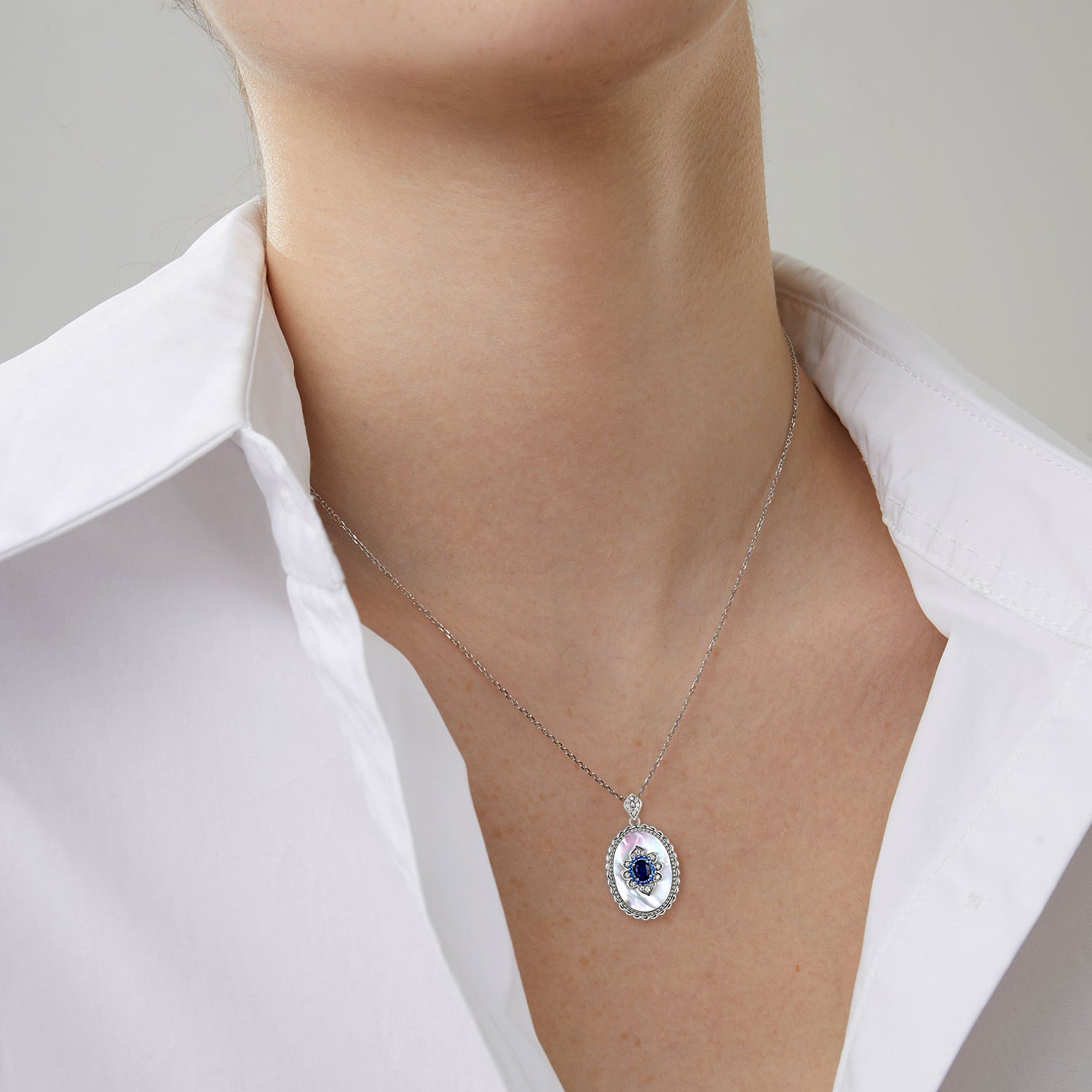 Sapphire Diamond Pendant 925 Sterling Silver Party Wedding Pendants Chain Necklace For Women Charm Jewelry - Málle
