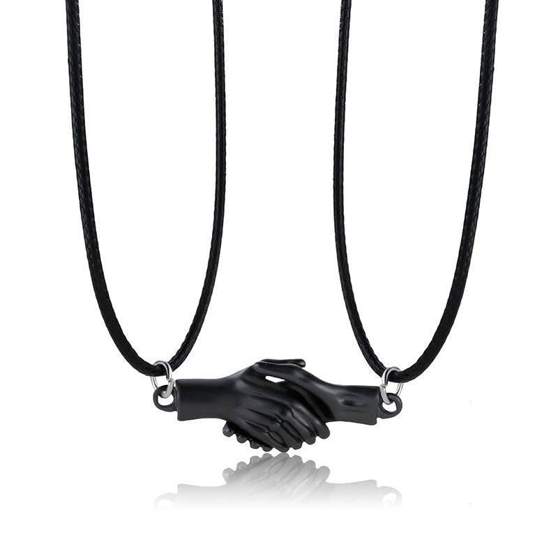 Palm Couple Necklace Magnet Attracts Handshake Clavicle Chain - Málle