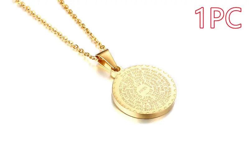 Stainless Steel Rhinestone Prayer Scripture - Málle