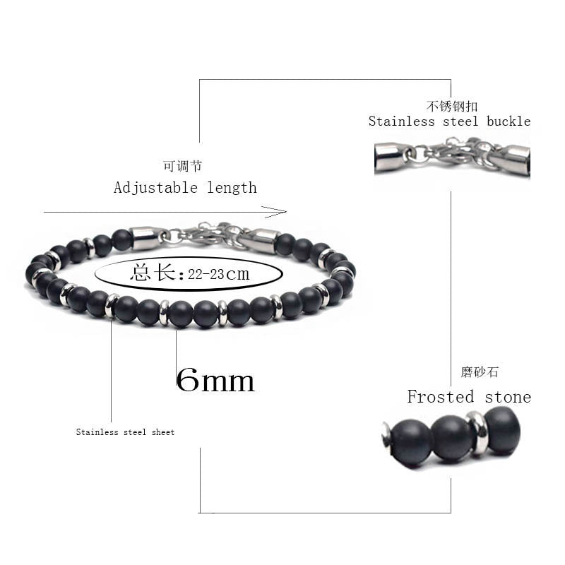 2021 Fashion Custom Mens Jewelry Bracelet Stainless Steel Chain With Natural Stone Beads Bracelet - Málle