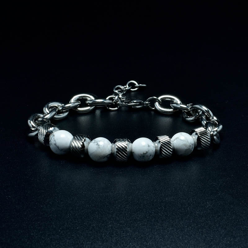 2021 Fashion Custom Mens Jewelry Bracelet Stainless Steel Chain With Natural Stone Beads Bracelet - Málle