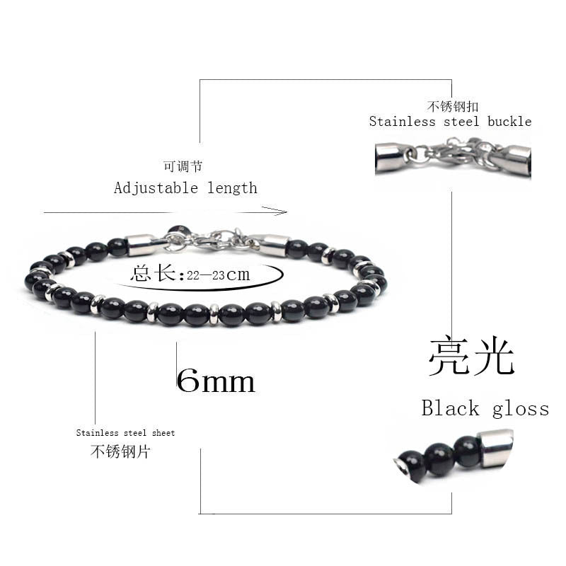 2021 Fashion Custom Mens Jewelry Bracelet Stainless Steel Chain With Natural Stone Beads Bracelet - Málle