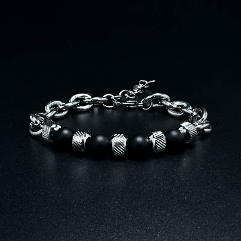 2021 Fashion Custom Mens Jewelry Bracelet Stainless Steel Chain With Natural Stone Beads Bracelet - Málle