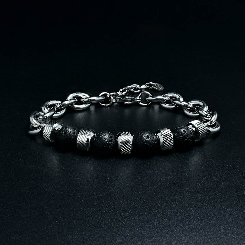 2021 Fashion Custom Mens Jewelry Bracelet Stainless Steel Chain With Natural Stone Beads Bracelet - Málle