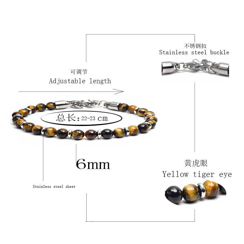 2021 Fashion Custom Mens Jewelry Bracelet Stainless Steel Chain With Natural Stone Beads Bracelet - Málle