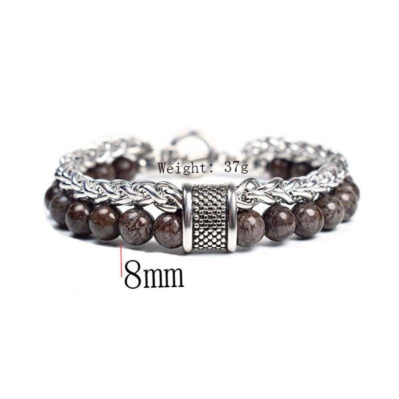 2021 Fashion Custom Mens Jewelry Bracelet Stainless Steel Chain With Natural Stone Beads Bracelet - Málle