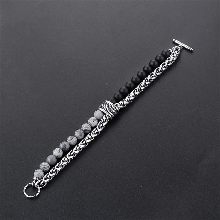 2021 Fashion Custom Mens Jewelry Bracelet Stainless Steel Chain With Natural Stone Beads Bracelet - Málle
