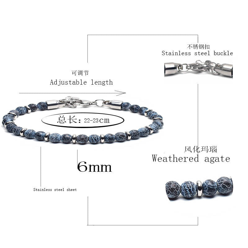 2021 Fashion Custom Mens Jewelry Bracelet Stainless Steel Chain With Natural Stone Beads Bracelet - Málle