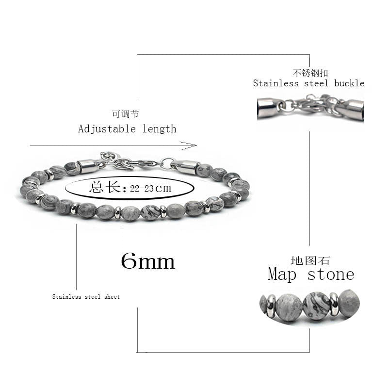 2021 Fashion Custom Mens Jewelry Bracelet Stainless Steel Chain With Natural Stone Beads Bracelet - Málle