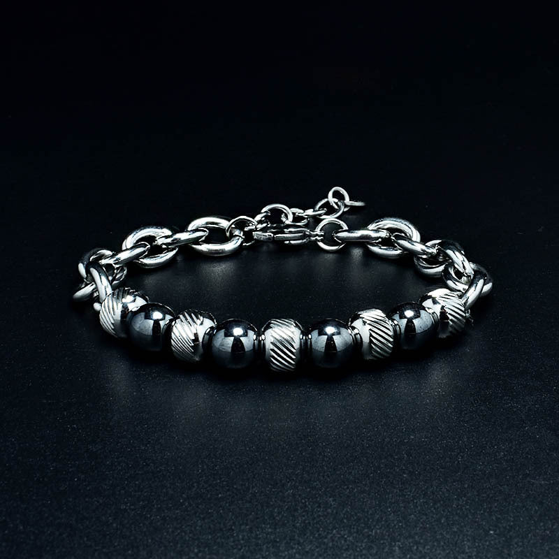 2021 Fashion Custom Mens Jewelry Bracelet Stainless Steel Chain With Natural Stone Beads Bracelet - Málle