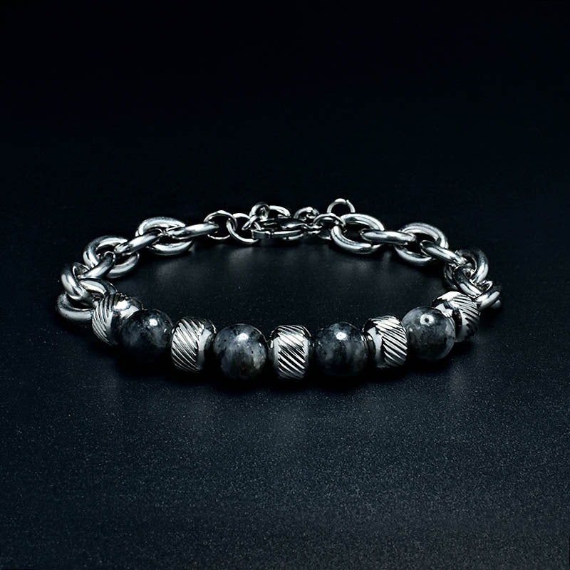 2021 Fashion Custom Mens Jewelry Bracelet Stainless Steel Chain With Natural Stone Beads Bracelet - Málle