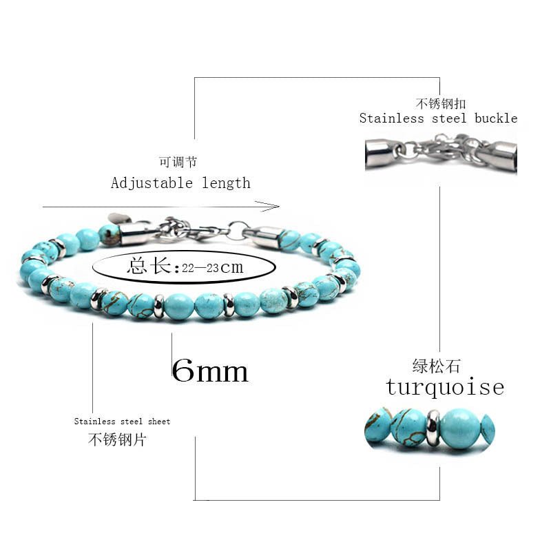 2021 Fashion Custom Mens Jewelry Bracelet Stainless Steel Chain With Natural Stone Beads Bracelet - Málle