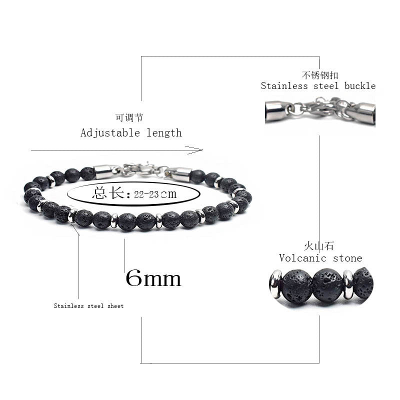 2021 Fashion Custom Mens Jewelry Bracelet Stainless Steel Chain With Natural Stone Beads Bracelet - Málle