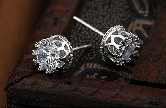 925 Sterling Silver Earrings crown hypoallergenic Earrings exquisite jewelry fashion jewelry lovers - Málle