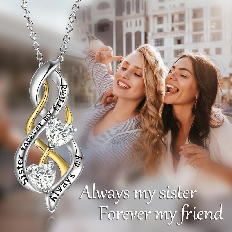Always My Sister Forever My Friend Sterling Silver Infinity Celtic Knot Friendsship Pendant Necklace