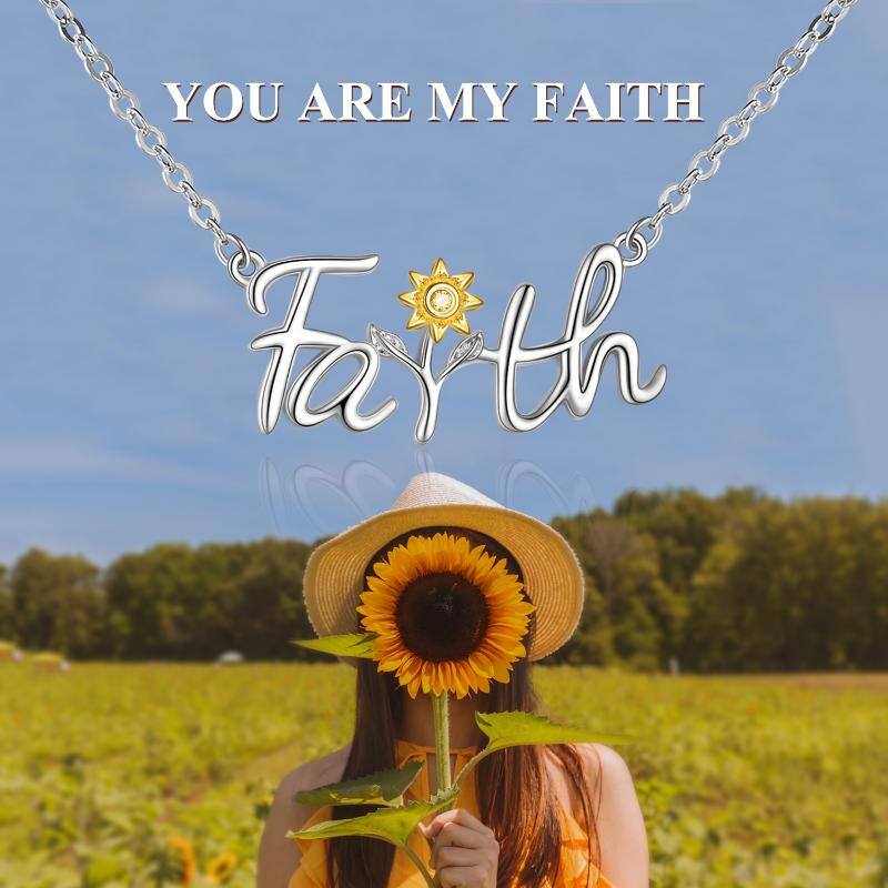 Sterling Silver Sunflower Faith Pendant Necklace For Women - Málle