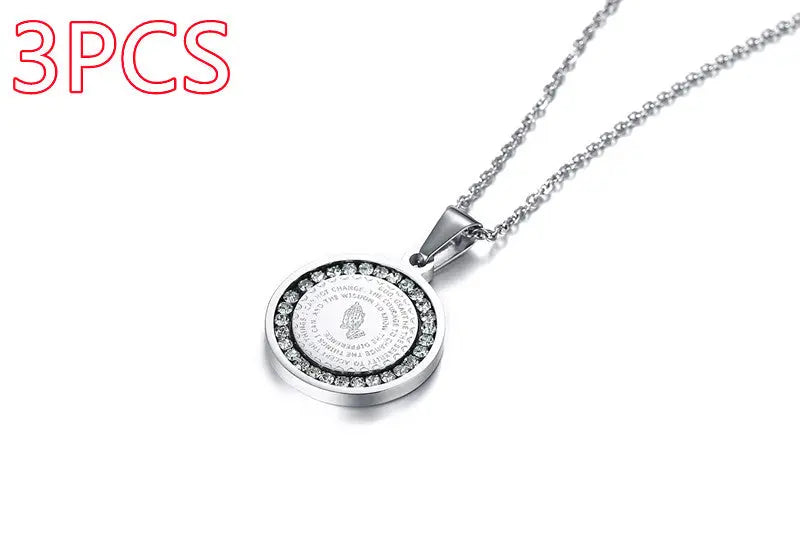 Stainless Steel Rhinestone Prayer Scripture - Málle