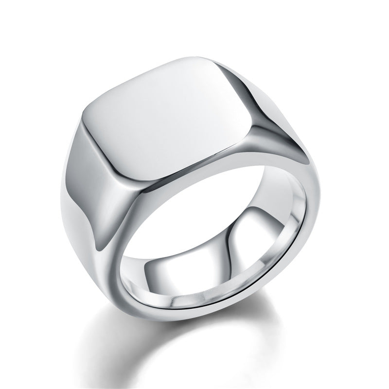 Vintage Stainless Steel Plain Face Ring Rings Jewelry Party Gift - Málle