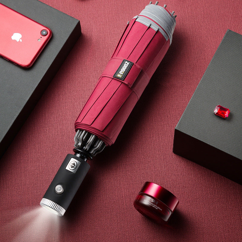 LED Flashlight Lighting Rain and Sunshine Folding Umbrella - Málle