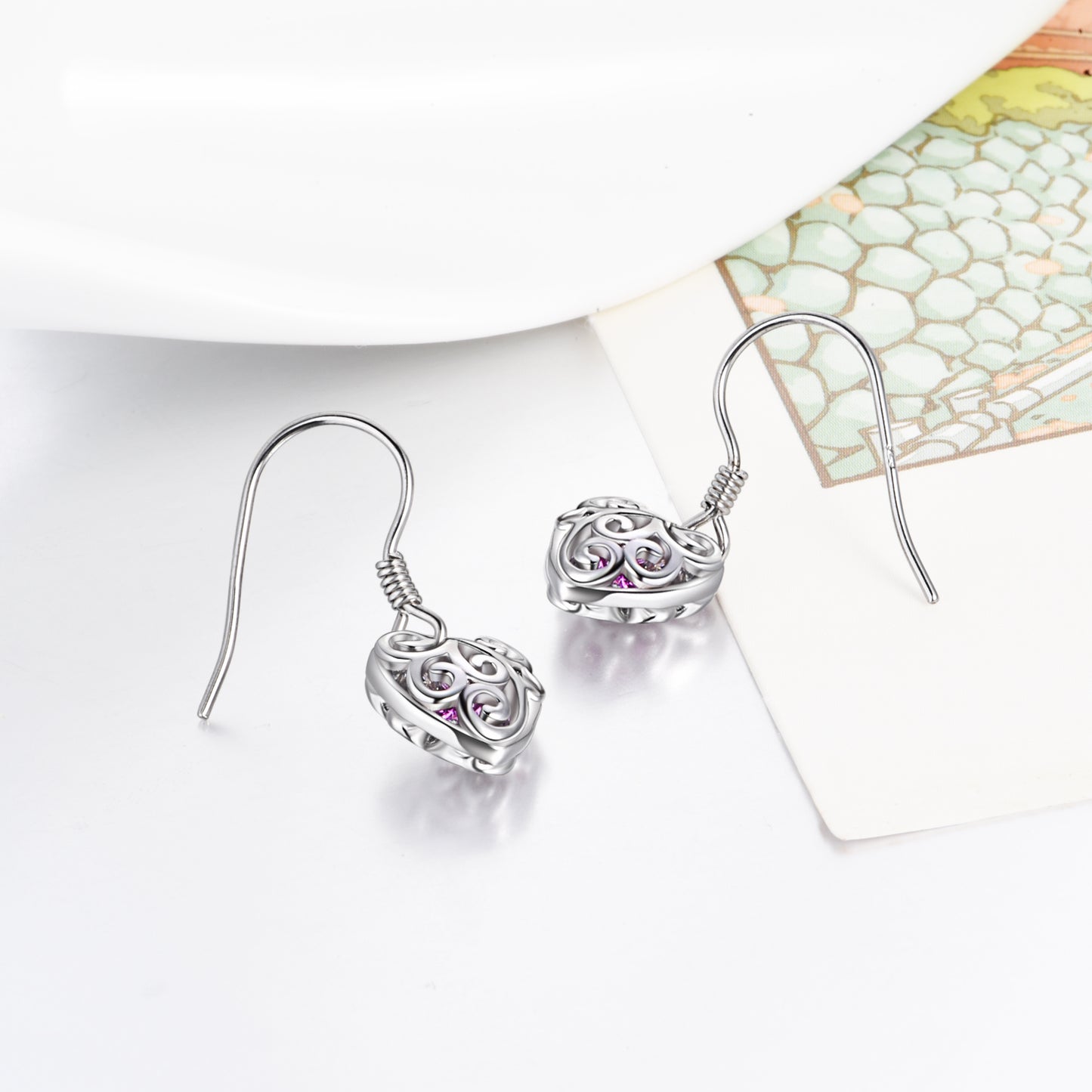 Sterling Silver Crystal Hollow Heart Earrings For Women - Málle