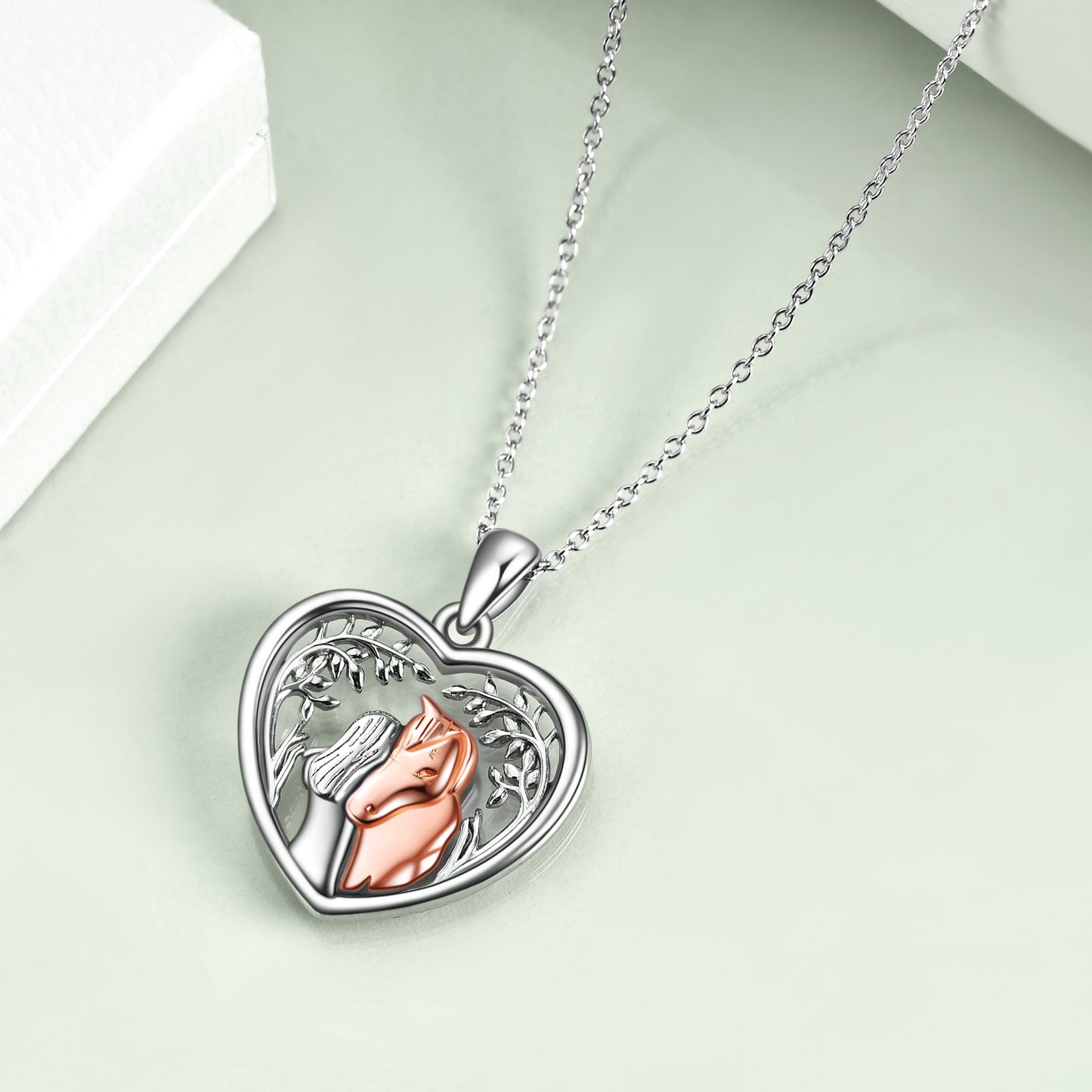 Sterling Silver Horse Pendant Necklace Girls Embrace Horse Gift for Girls - Málle