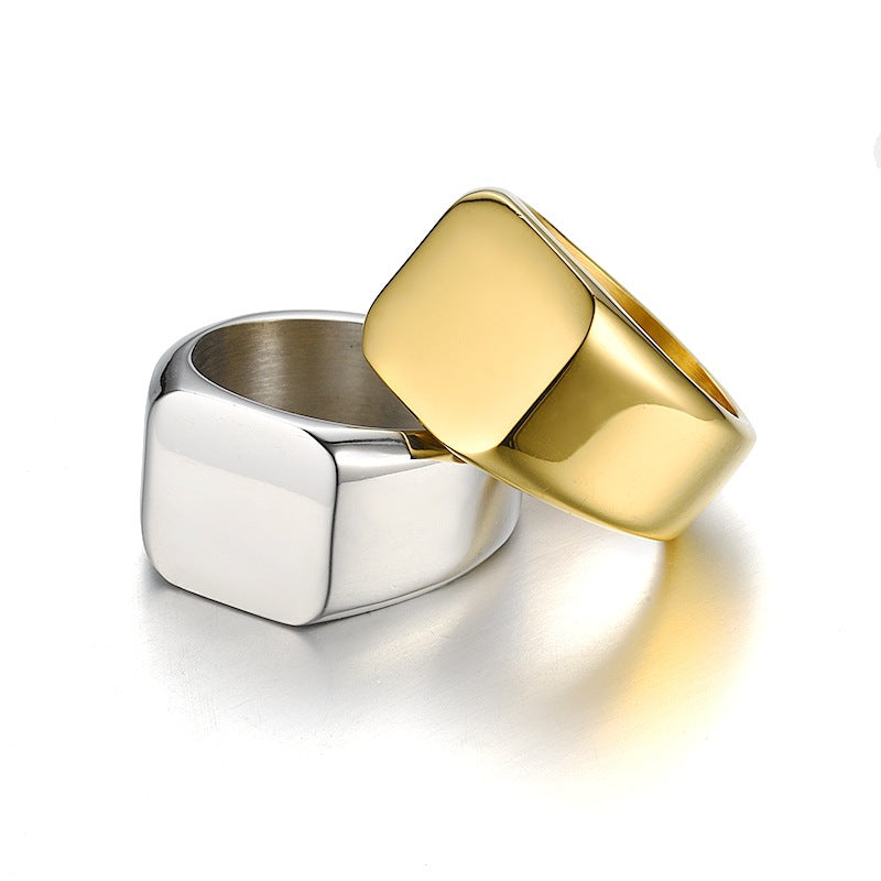 Vintage Stainless Steel Plain Face Ring Rings Jewelry Party Gift - Málle