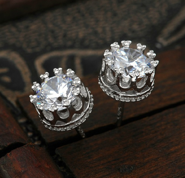 925 Sterling Silver Earrings crown hypoallergenic Earrings exquisite jewelry fashion jewelry lovers - Málle