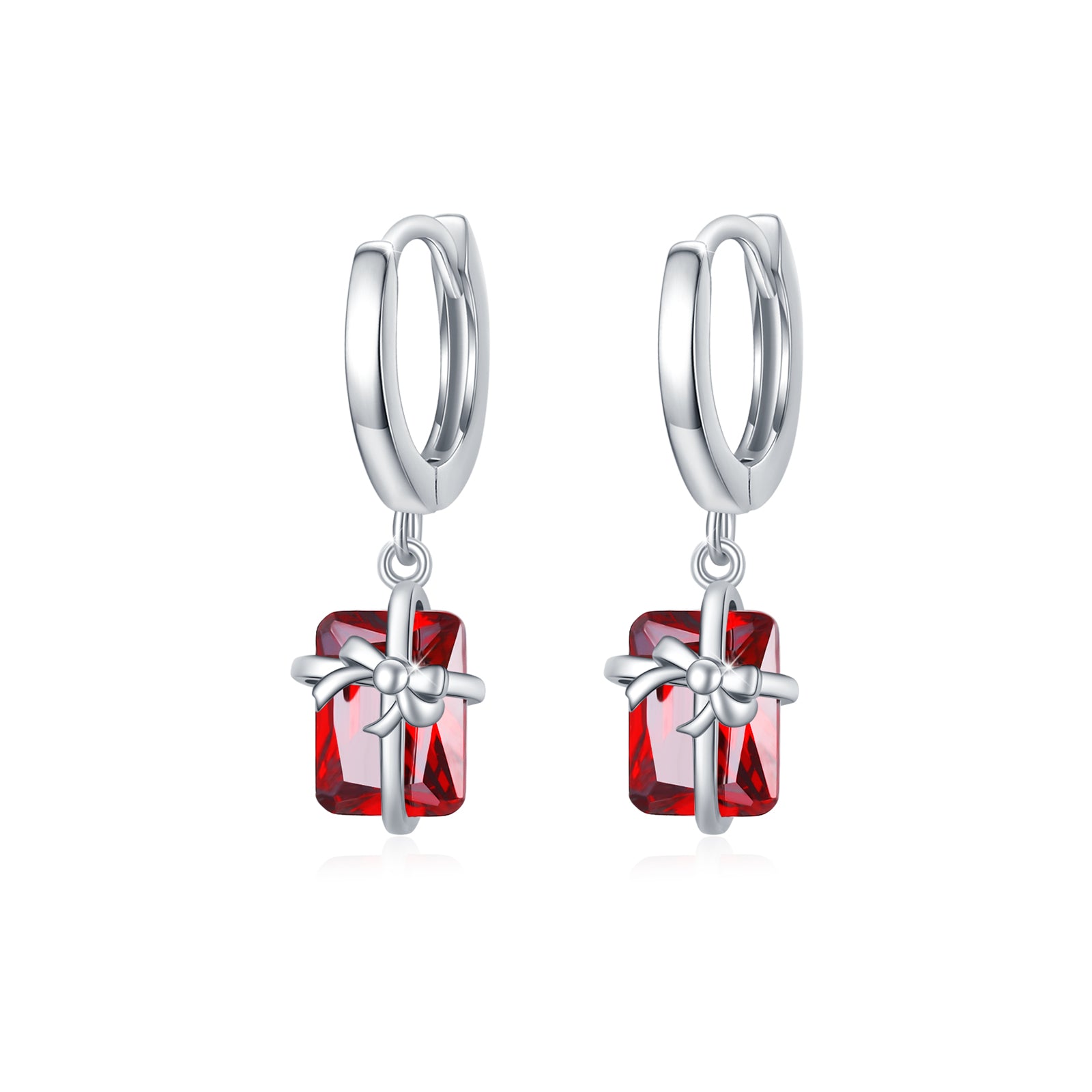 925 Sterling Sliver Huggie Hoop Dangle Earring 3D - Málle