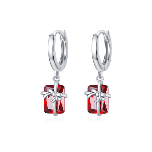 925 Sterling Sliver Huggie Hoop Dangle Earring 3D - Málle