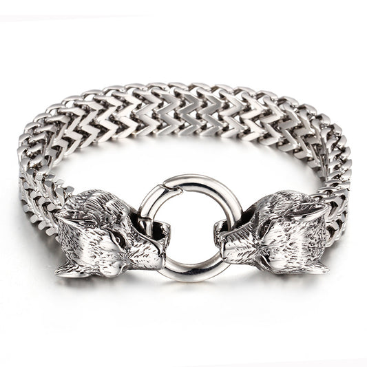Stainless steel wolf head bracelet - Málle