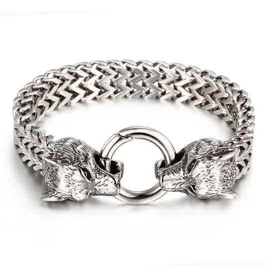 Stainless steel wolf head bracelet - Málle